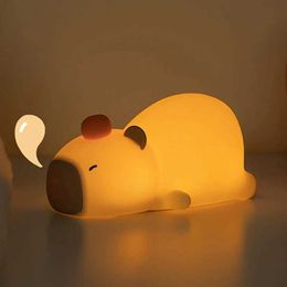Lamps Shades Capybara Night Light Cute Silicone Lamp LED Touch Sensor Lamp RGB Soft Lamp Children Night Light Bedroom Desktop Decoration Gift Y240520WIFR