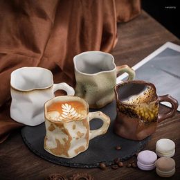 Mugs Japanese Simple Rough Pottery Coffee Cup Creative Kiln Change Mug Retro Ceramic Home Office Breakfast Gift