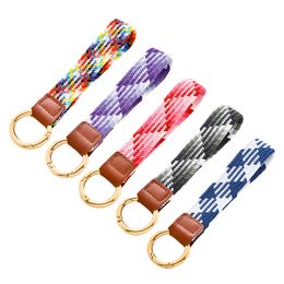 New Designer keychain Car Bag key chain Rope Woven Strap Wrist Rainbow multicolor Solid Colour gift keychain wallet Fashion ornament Accessories