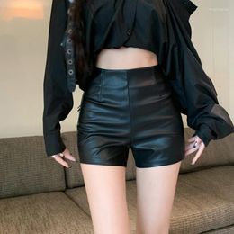 Women's Shorts Leather Black Y2k Spring And Summer High Waist Bag Hip Sexy Pu Bottoming Elastic Tight