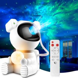 Lamps Shades Astronaut Star Galaxy Projector Lamps Starry Sky Night Light Moon LED Lamp for Home Room Bedroom Decorative Luminaires kids Gift Y240520O48W