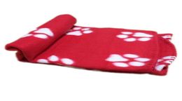 60x70cm pet dog cat bed blankets Cute Floral Pet Sleep Warm Paw Print Dog Cat Puppy Fleece Soft Blanket Beds Mat4036559