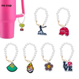 Charm Bracelets Baseball Pearl Chain With Personalized Handle For Cup Charms Tumbler Shaped Accessories Drop Delivery Ot05Z