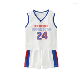 Clothing Sets Baby Vest Suit Summer Kidsren's Pure Cotton Sportswear Fashionable Boys Basketball Uniform Sleeveless Clothes