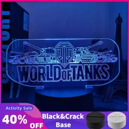 Lamps Shades PC Game World of Tanks 3D LED Night Light illusion Novelty Sleep Table Desk Lamp Boy Kid Birthday Christmas Lamp Home Decor Gift Y240520CLAY