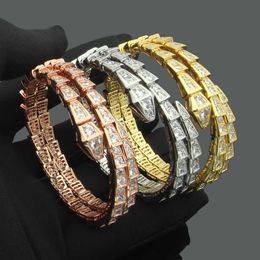 High luxury brand jewelry designed bracelet double circle full diamond Snake Bracelet Gold womens snake with Original logo box bvilgarly