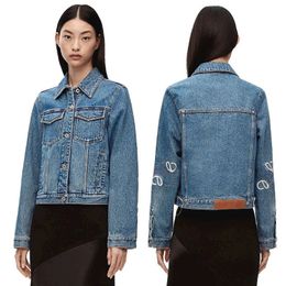 Womens Spring Denim Jacket Embroidered Letter Jackets Designer Outerwear Long Sleeve Coat Cowgirl Coats Short Top Women Clothing