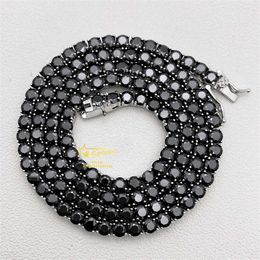 Pass diamond tester gra certificate sterling sier hip hop necklace 3mm 4mm black moissanite tennis chain