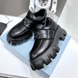 Monolith Black Leather Loafers Shoes For Woman Platform Moccasins Patent Matte Loafer Chunky Sole Lace-ups Sneaker Thick Bottom Casual Trainer 5.17 01