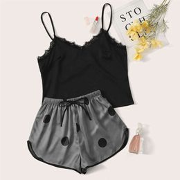 Women's Spring/Summer New V-neck Small Tank Top Short Two Piece Set with Hanging Pajamas, Sexy and Pure Desire Home Fury Set