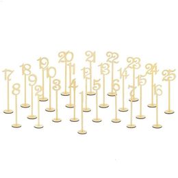 Other Event Party Supplies Wedding Table Numbers Wooden Centrepiece Sticks With Stand For Reception Banquet Dinner Birthda Homefavor Dhjum