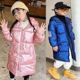 Coat Children's Down Cotton Jacket Long Khaki Coats Boys And Girls Thickened Padded Kid Winter 4-10 Years Old