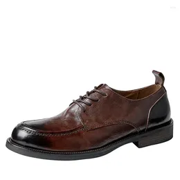 Casual Shoes Fashion Autumn Spring Summer Cowhide Men Flats High Quality Genuine Leather Lace-Up Dress