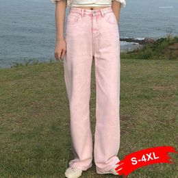 Women's Jeans Large Y2K Vintage Pink Wide Leg Straight Spring Women Harajuku High Waist Loose Oversized Denim Trousers E Girl