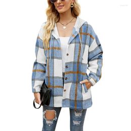 Women's Jackets Plaid Jacket Women Coat Autumn Fall Blends Classic Tartan Belt Y2k Coats Shacket With Pockets Maxi Windbreaker Outwear