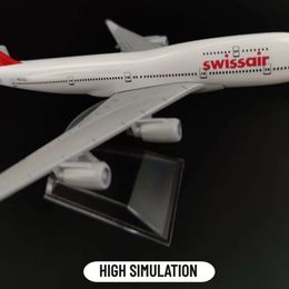 Scale 1:400 Metal Aircraft Replica Swiss Air B747 Airlines Boeing Airbus Diecast Model Aviation Miniature Art Decor Boy Toy