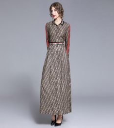 100 Polyester MaterialsFashionable designer Womens Long DressesLapel Neck Long Sleeve Autumn DressBeauty Printing Skirts8669117