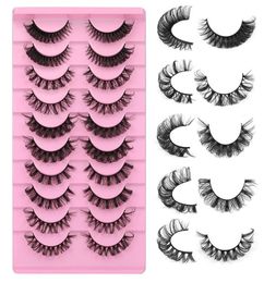 Cat Eye lashes Fluffy Faux Mink Lashes Russian Strip Curl False Eyelashes 8D 3D Wispy Curling Eyelash Dramatic Natural Long Thick 5776800