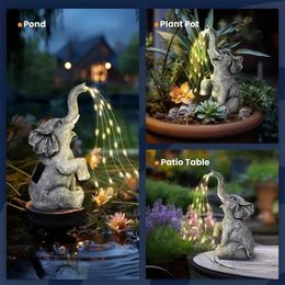 Elephant level statue water LED street light garden resin artificial light solar landscape decoration courtyard light 240518