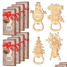 Party Favour Christmas Decorative Bottle Opener Cartoon Tree Snowman Metal Gift Openers Kitchen Bar Tools Drop Delivery Home Garden F Dhrfp