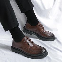 Casual Shoes Oxfords Men Dress Business Leather Lace-up Man Black Office Formal Luxe Men's