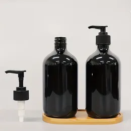 Liquid Soap Dispenser 2pcs Black Shampoo Bottle 500ml El Shower Gel Packaging Round Shoulder Push Type Lotion