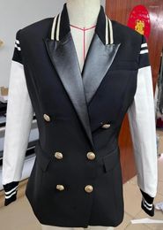 Men's Suits European AndAmerican Women's Fashion Colour Contrast British Style Black And White Stitching College Double-breasted Blazer