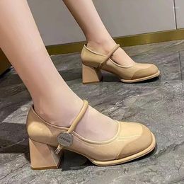 Dress Shoes Mary Jane Women High Heels Shallow Chunky Sandals 2024 Lolita Pumps Party Walking Summer Mujer Zapatillas