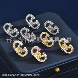 women Jewellery valens earings designer Fashion Simple Earrings V-shaped Letter Full Diamond Earrings Brass Earrings Straight Hair