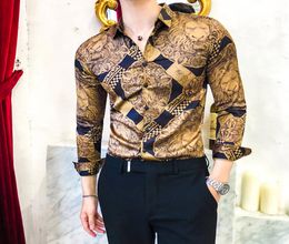 Januarysnow Casual Shirt Men Long Sleeve Shirt Dress Slim Fit Tuxedo Shirts Male Fashion Streetwear Social Night Club Shirt5534003