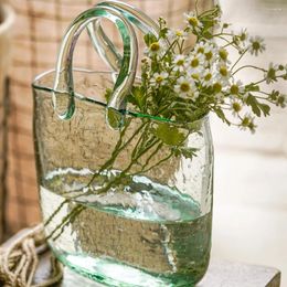 Vases Internet Celebrity Water Drop Glass Handbag Vase Decoration Living Room Flower Arrangement Transparent Bag