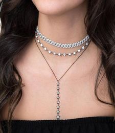 Top quality iced out hiphip bling Miami cuban link chain necklace for women Rock CZ adjust choker cuban chain for female4589114