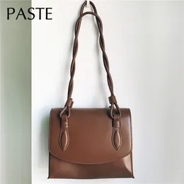 Shoulder Bags 2024 Spring Handmade Vintage Satchels Bag High Quality Cowhide Leather Women's Designer Handbag Ladies Tote Messenger