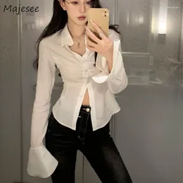 Women's Blouses Women Shirt Flare Long Sleeve Design Unique Lace-up Streetwear All-match Korean Trendy Chic Ins Female Tops Spring Slim Fit