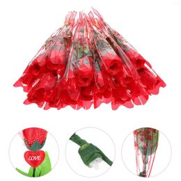 Decorative Flowers Valentines Day Rose Flower Led Light Up Glowing Single Artificial Roses Wedding Gifts
