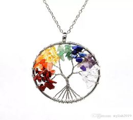 12pcset Tree of life necklace 7 chakra stone beads natural amethyst sterlingsilverjewelry chain choker necklace pendant for wom1449257