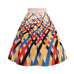 Skirts Figure Flattering Skater Skirt High-waisted Trendy Women's Graffiti Print Midi With High Waist For Streetwear