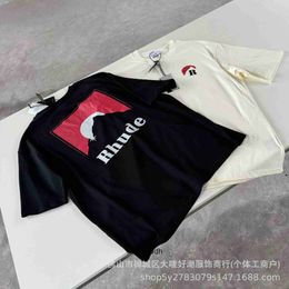 Rhude High end designer T shirts for 2024 Summer New Red Fallout Print Short Sleeves With 1:1 original labels