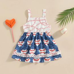 Girl Dresses CitgeeSummer Toddler Kids Girls Dress Baseball Print Sleeveless Sling Princess A-line Clothes