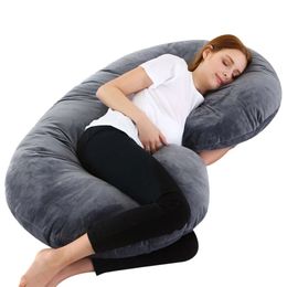 Pregnancy Pillow, C Shaped Full Body for Maternity Support, Pregnant Women Sleeping Pillow with Velour Cover (Grey) L2405