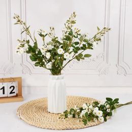 Decorative Flowers White Rose Artificial Silk Bouquet DIY Vase Home Living Room Decor Outdoor Garden Wedding Party Fake Flower