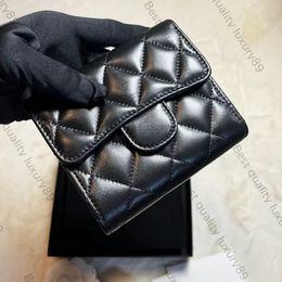 19A Designer Wallet Brand Bag Classic Card Bag مصنوعة من حقيبة القابض المصنوعة من جلد الغنم الكافيار الأصلي مع صندوق هدايا أصلي