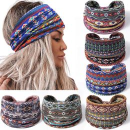 Head Bands Floral African Workout Head Wraps Yoga Sweatband Cotton Head Scarfs Bohemian Hair Accessories For Women Girls 240520