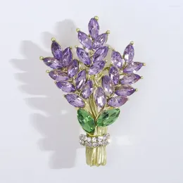 Brooches Crystal Lavender Brooch Luxury Women Flower Exquisite Lapel Pins