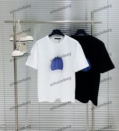 xinxinbuy Men designer Tee t shirt 2024 Italy Wave point pumpkin short sleeve cotton women black white blue S-3XL