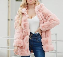 Winter Warm Fluffy Faux Fur Coat Women Outerwear 2019 Casual Long Overcoat 3XL Oversize Black Pink Grey Purple Fur Jacket Coats4570693