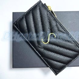 Top quality Designer mens womens caviar wallet 6 card holder slots key pouch Luxury cardholder envelope Wallets with box passport holde 2215