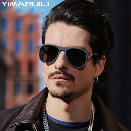 YIMARUILI Fashion Retro Pilot Eyewear Ultralight Trend Driving Travel Optical Prescription Polarized Sunglasses Men and Women 240515