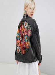 Flower embroidery Hand frayed denim jacket women Harajuku 2020 spring Boho jacket oversize chaquetas mujer casual jeans9015175