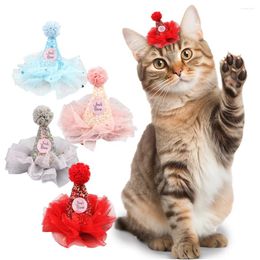 Dog Apparel Pet Birthday Party Hat Candy Colour Dot Lace Cat Bib Suit Cute Small Medium Dogs Costume Cap Products Accessories